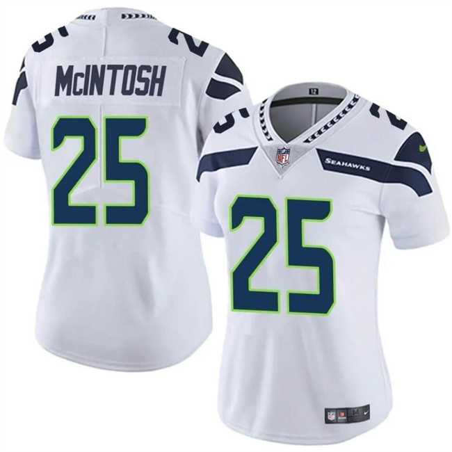 Women%27s Seattle Seahawks #25 Kenny McIntosh White Vapor Limited Football Stitched Jersey Dzhi